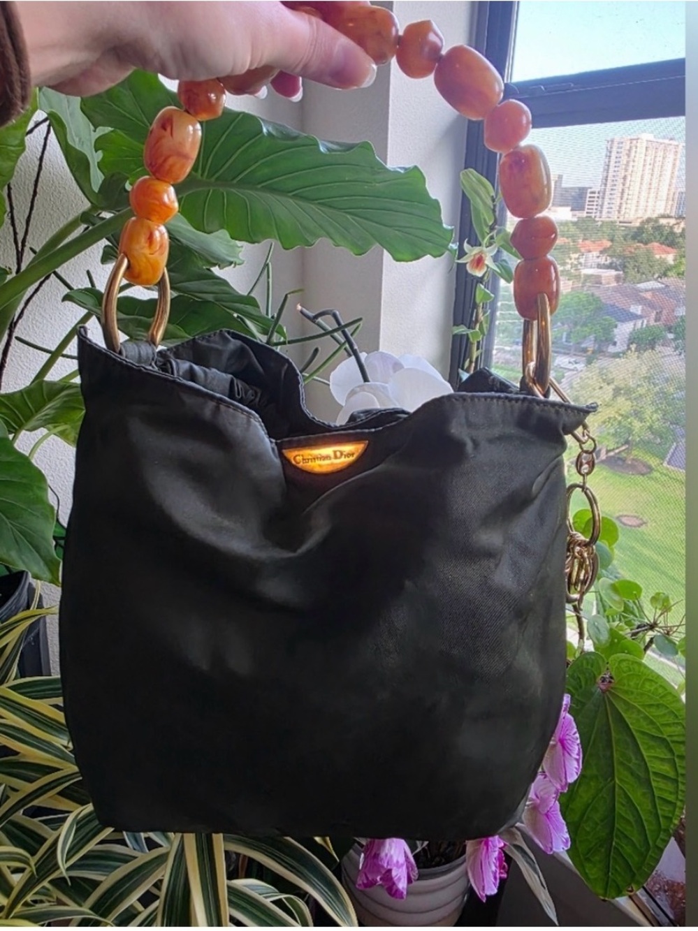 Dior Maris; Vintage;Green and Orange Beaded Bag